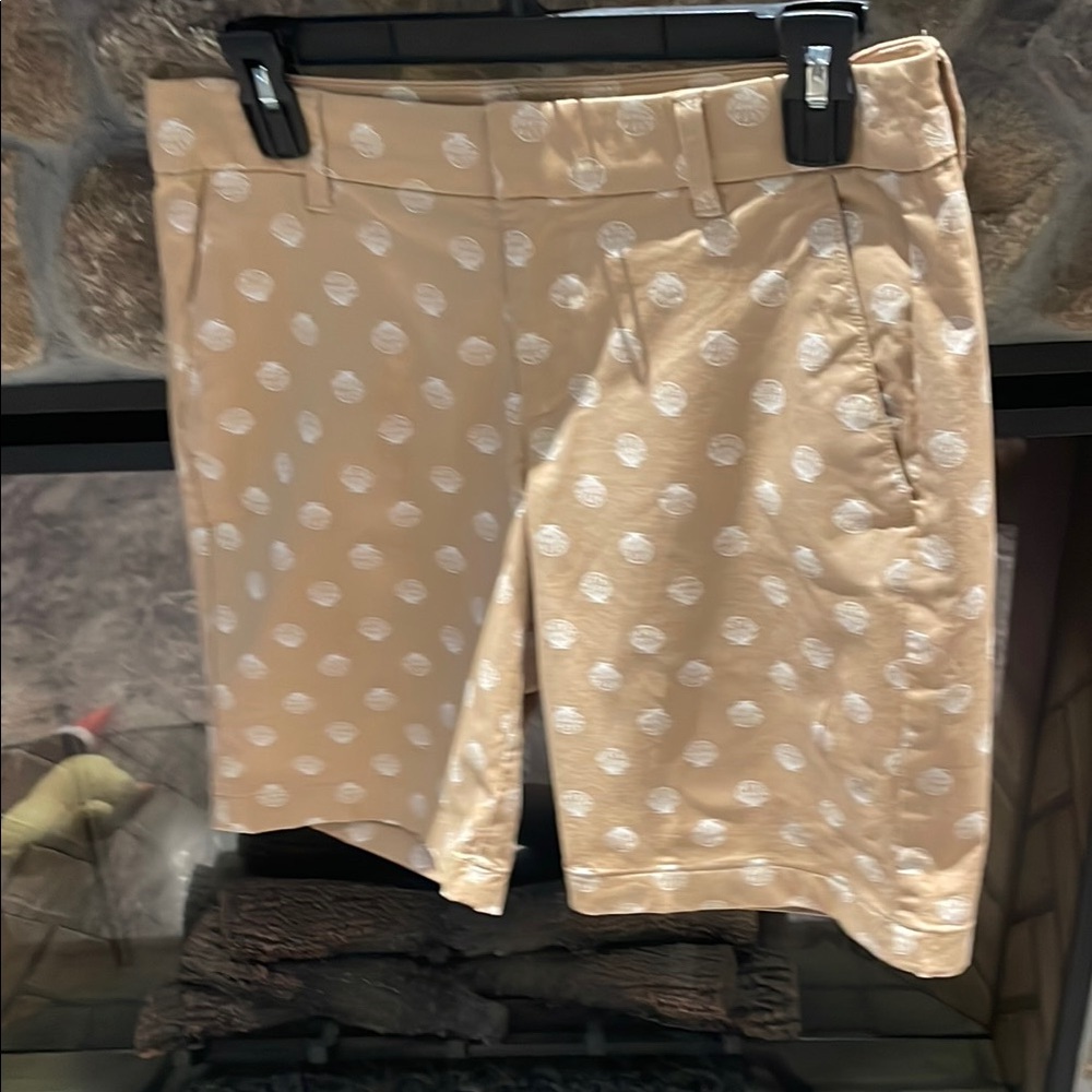 J. Crew Tan and White Bermuda Shorts
